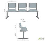 Секційні стільці Призма металкаркас 179 см алюм сидіння тканина чорного кольору, фото 2