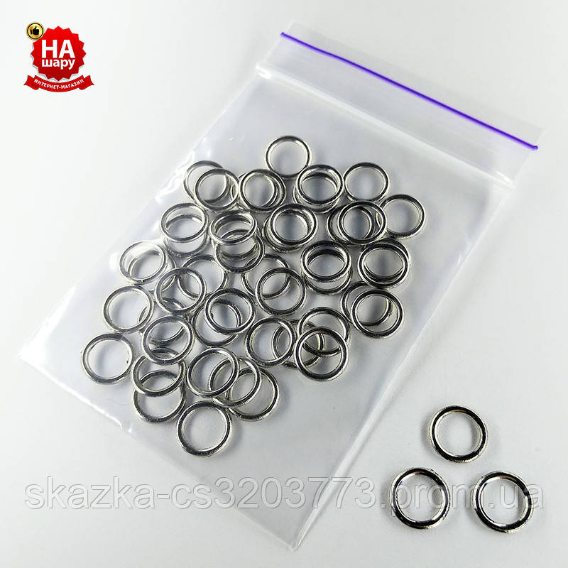 Фурнітура для нижньої білизни 8мм. Кільце для бретелей. Нікель (50шт), фото 1