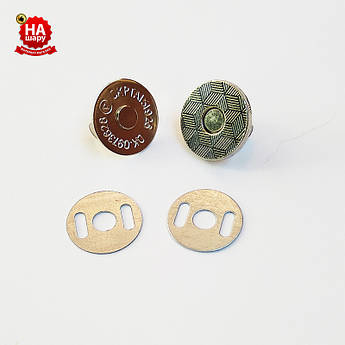 Магнитные кнопки для сумок 14мм. Магнитные кнопки для одежды, Паркет никель (200шт)