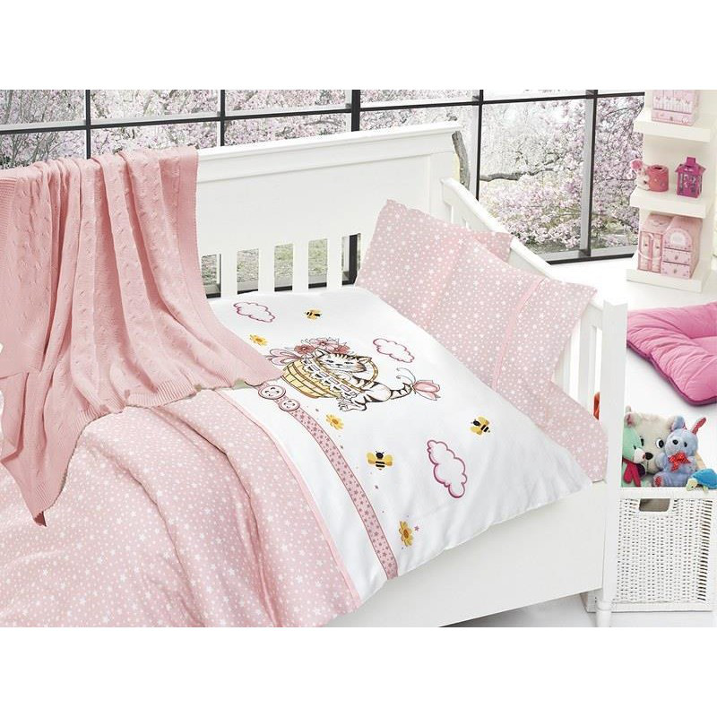 Дитяча постільна білизна з в'язаним пледом First Choice Nirvana Kitty Pembe N 405
