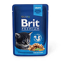 Brit Premium Cat Chicken Chunks for Kitten pouch влажный корм для кошек 0.1 кг