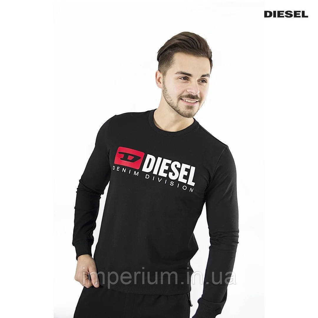 Чорний світшот | кофта з принтом Diesel denim division