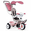 Дитячий триколісний велосипед із козирком, багажником і сумкою рожевий Smoby 741401, фото 2