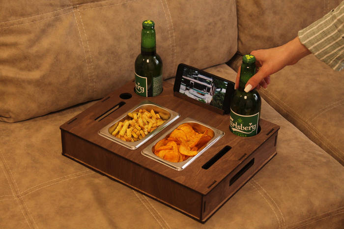 Пивной бокс поднос органайзер с подставкой для телефона на подарок ...