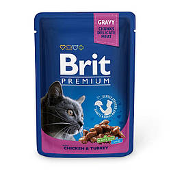 Brit Premium Cat Chicken & Turkey pouch вологий корм для кішок 0.1 кг