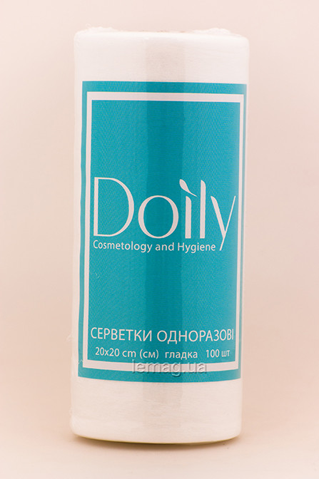 Doily Серветки в рулоні 20см х 20см спанлейс, ГЛАДКІ, в рулоні 100 шт, фото 1