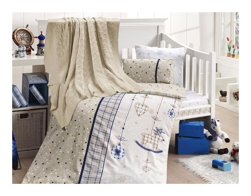 Дитяча постільна білизна з в'язаним пледом First Choice Nirvana Palmy Lacivert N 419