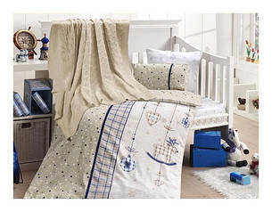 Дитяча постільна білизна з в'язаним пледом First Choice Nirvana Palmy Lacivert N 419, фото 1