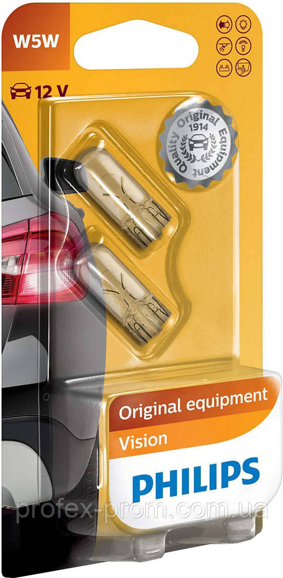 Автолампа вказівна Philips 12961 W5W-02B 12V 5W (W2,1x9,5d) (блістер) (шт.), фото 1