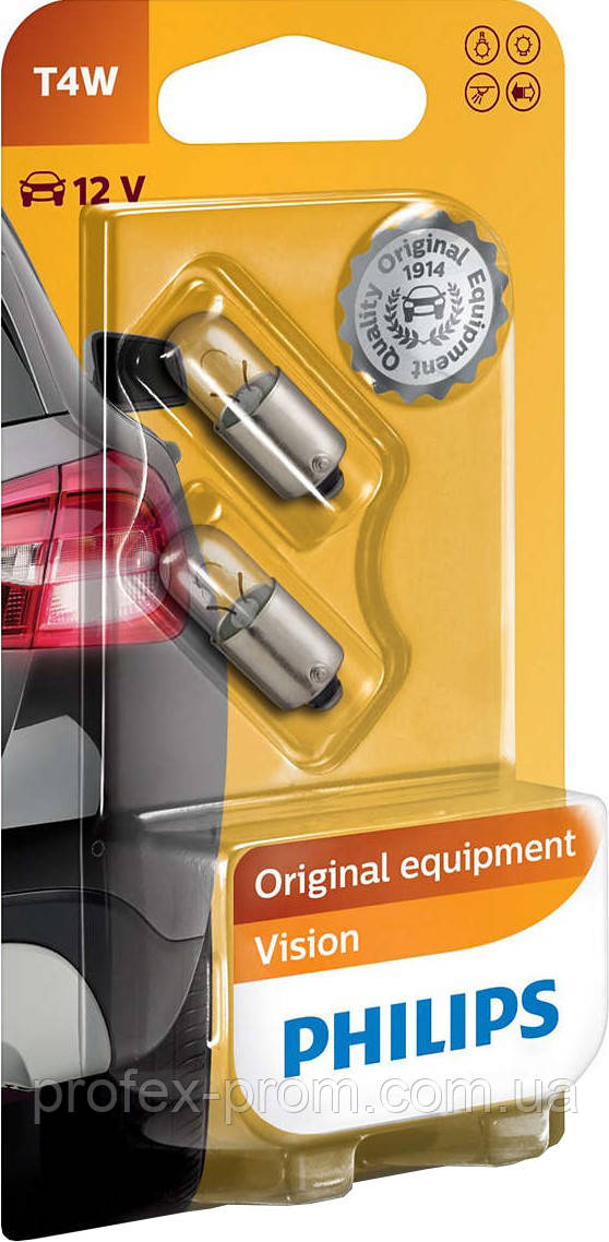 Автолампа вказівна Philips 12929 T4W-02B 12V (BA9s) (блістер) (шт.), фото 1