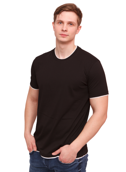 Чорна чоловіча футболка класична без малюнка Туреччина LS1081