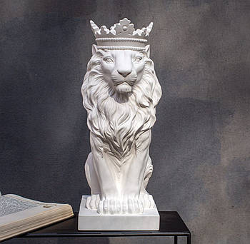 Гіпсовий бюст лева з короною (білий)