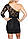 Цены ниже закупки. Женское черное платье с ассиметричным рукавом и гипюром L2363, фото 2