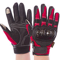 MADBIKE MAD-02L Gloves Black/Red, L, Мотоперчатки із захистом