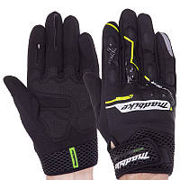 MADBIKE MAD-62 Gloves Black/Yellow, L Мотоперчатки текстильні з захистом