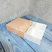 Коробка с ложементом ПАСТЕЛЬ для пирожных, зефира, эклеров 160*160*55мм (пенал)