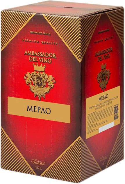 Вино «Мерло» столове червоне сухе ТМ Амбасадор, 10 л в коробці, фото 1
