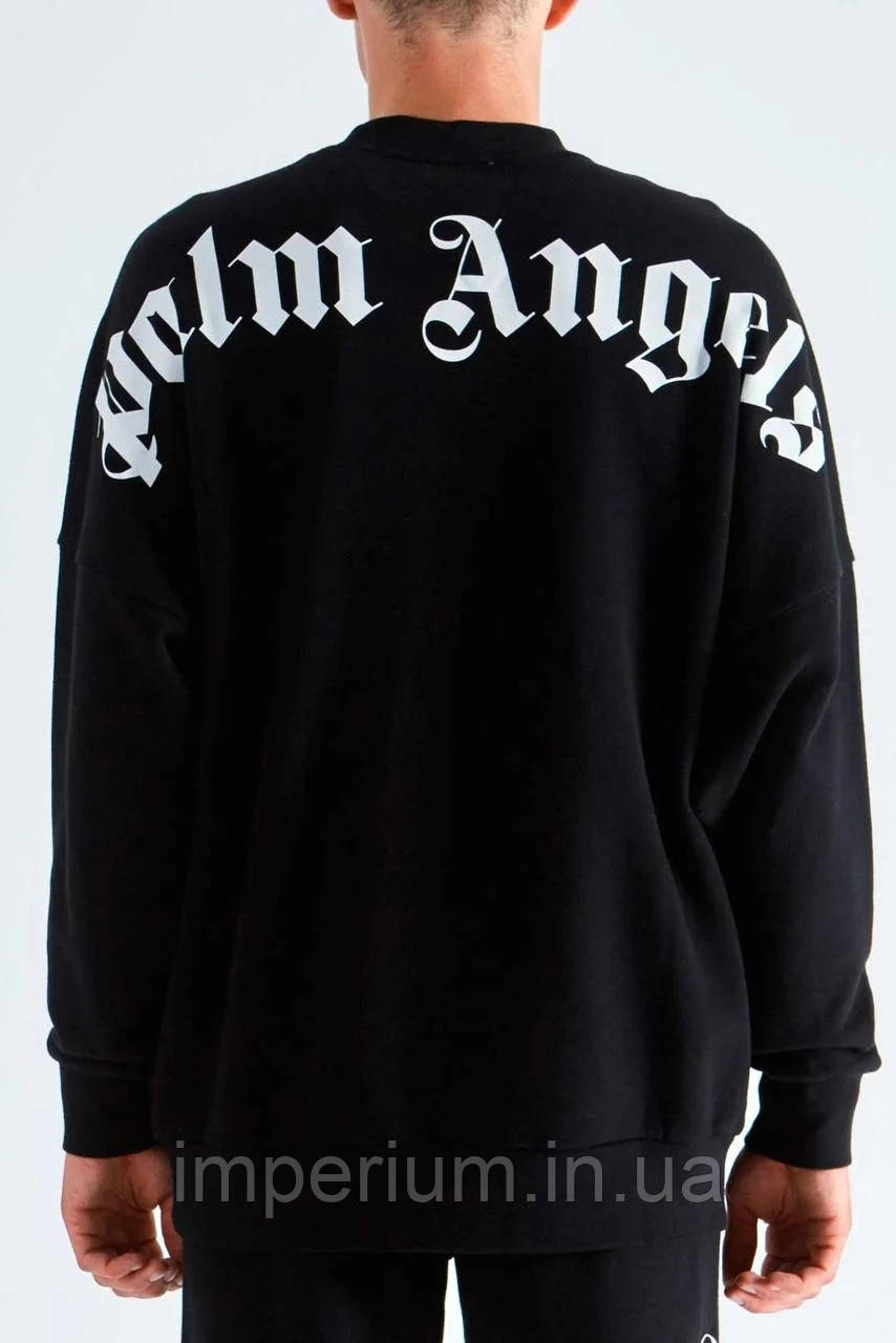 Чорний світшот Palm Angels logo | кофта палм энджелс