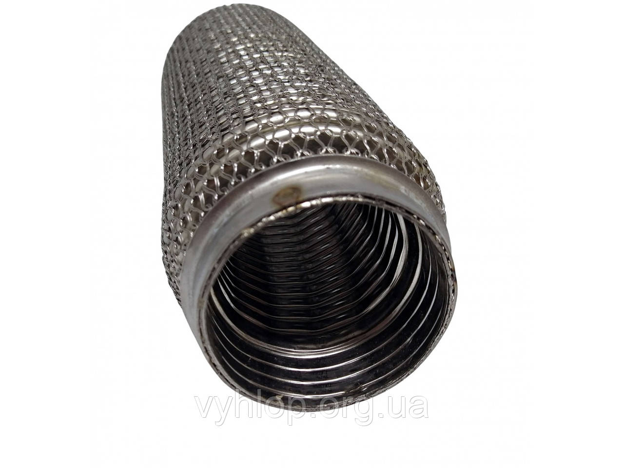 Гофра глушника 45х260 посилена Interlock кольчуга (3 шари, короткий фланець / нерж.сталь) Ribuko
