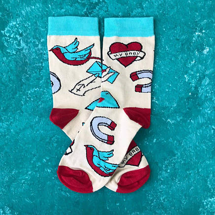 Шкарпетки Високі Жіночі Чоловічі City-A My Sox Love Tattoos Білі 36-40, фото 1