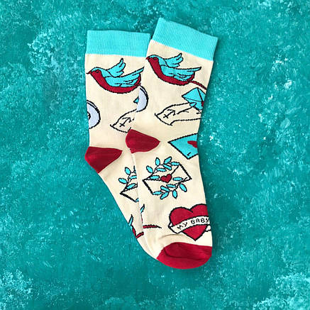 Шкарпетки Високі Жіночі Чоловічі City-A My Sox Love Tattoos Білі 36-40, фото 3