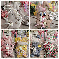 Пасхальный кролик Улыбка, Н-23 см, текстильная игрушка, декор на Пасху