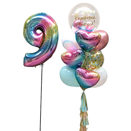 Оформлення кульками на день народження дівчинці і кулька цифра 9, фото 2