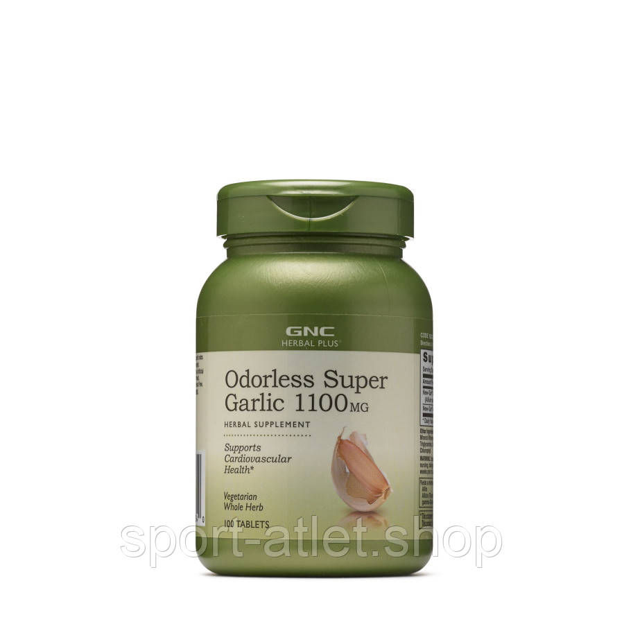 Натуральна добавка GNC Herbal Plus Odorless Super Garlic 1100 mg, 100 таблеток