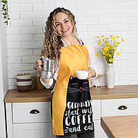 Фартух повнокольоровий Сolorful Good days start with coffee and cat  75х51 см (FRTC_21M003)
