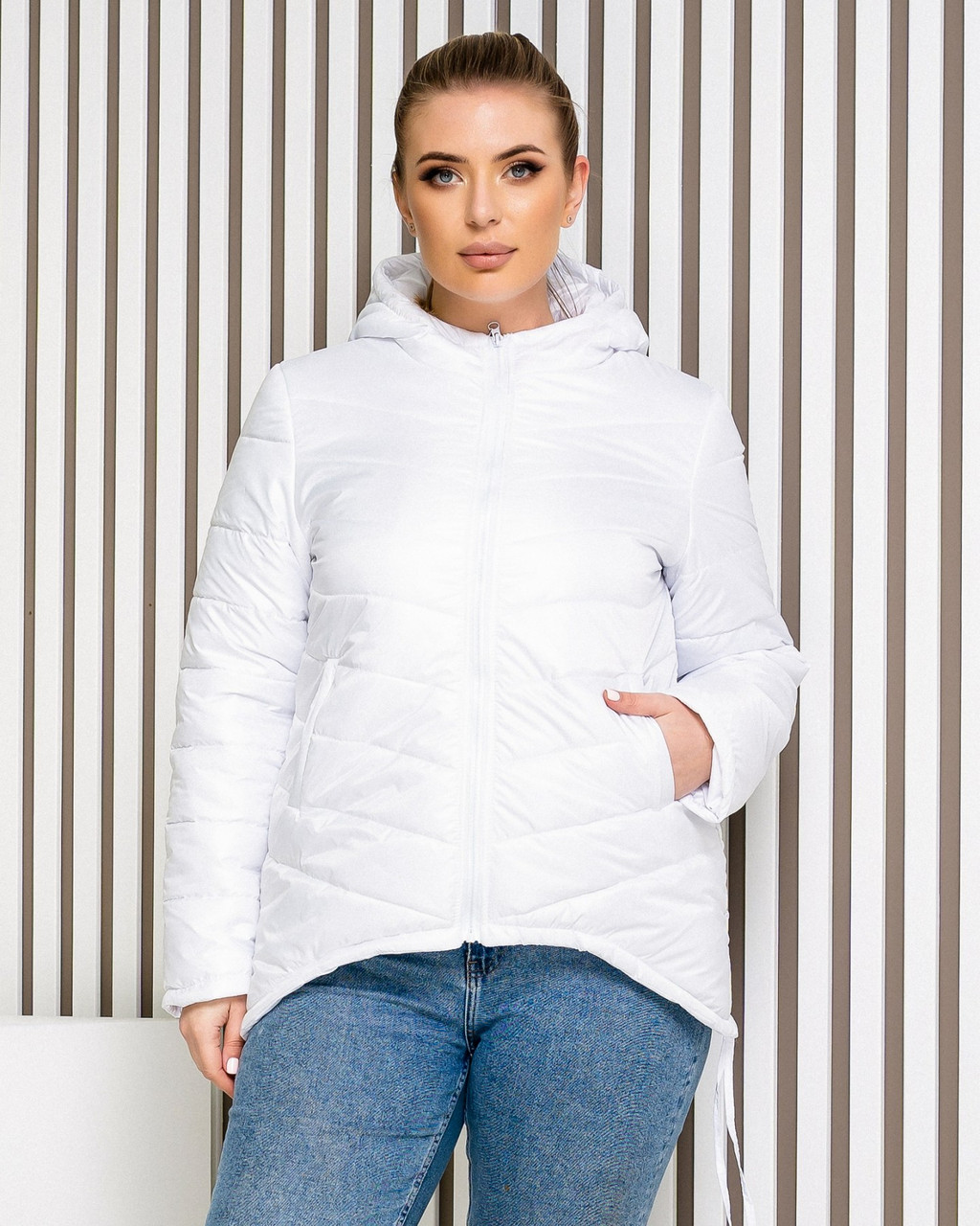 Куртка-парку жіноча, БАТАЛ, арт. 210 колір білий