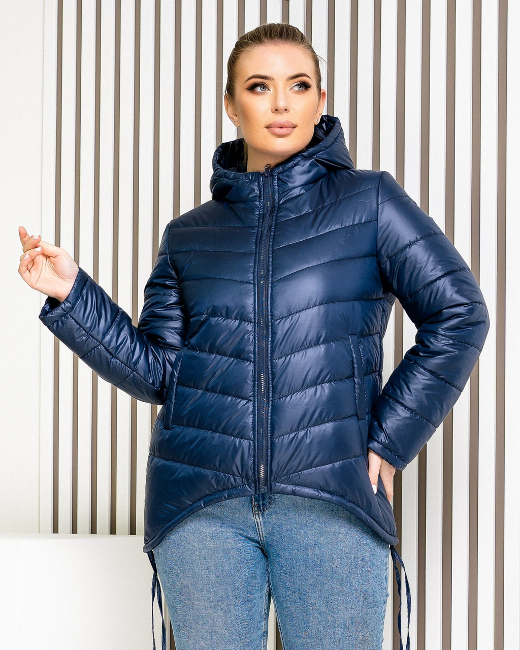 Куртка-парку жіноча, БАТАЛ, колір темно-синій арт. 210