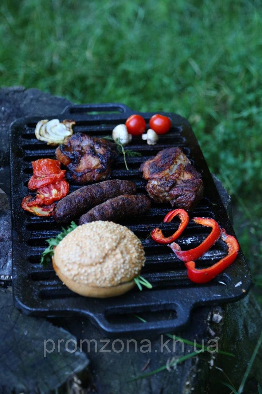 Чавунна решітка гриль BBQ 415*255 мм з ручками