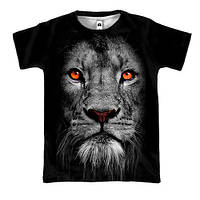 3D футболка с черно-белым львом