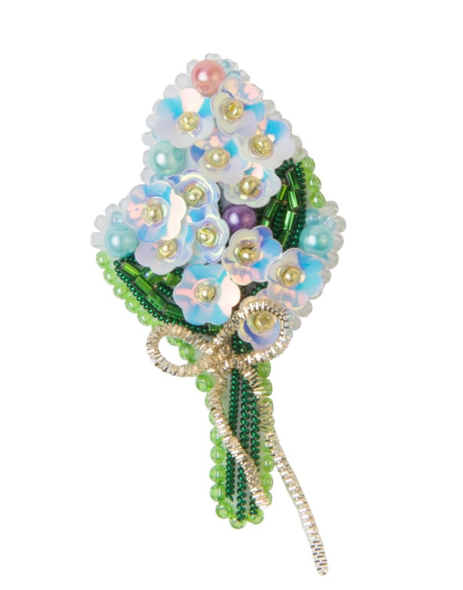 Брошка з бісеру Незабудки  БП-299