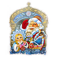 Новорічна прикраса - наліпка на вікно Дід Мороз та Снігуронька, 36x19 см, різнокольоровий, папір (472680)