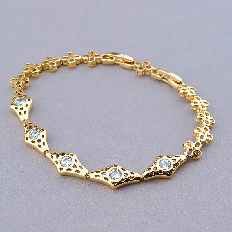 Браслет на руку бижутерия Фіаніт 17 сантиметрів (позолота 18к), фото 1