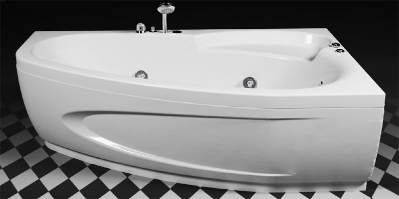 Правобічна гідромасажна ванна Rialto Como Hydro 170x100 зі змішувачем, 1700х1000х575 мм