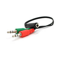 Сплітер Jack 3.5 (мама) =>2*Jack 3.5(тато) для навушників і мікрофон, круглий, Пакет