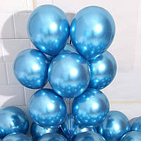 Куля хром синій 12" (30 см) Blue (Калісан) Kalisan. Надувні повітряні кулі хром 1980