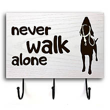 Деревянный входной вешачок-табличка "Never Walk" 20х30