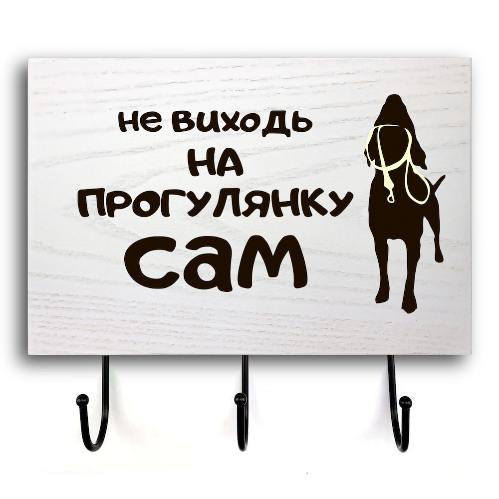 Дерев'яна вхідна вішалка-табличка Не виходь на прогулянку 20х30 зоов0003бу Тур-Колекшн