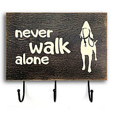Дерев'яна вхідна вішалка-табличка "Never Walk" 20х30