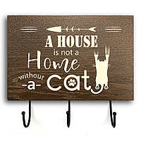 Дерев'яна вхідна вішалка-табличка "A house is not a home" 20х30 см