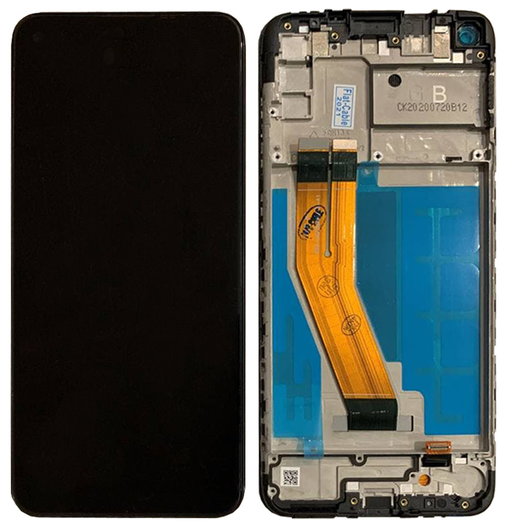 Дисплейний модуль (екран) для Samsung A115 Galaxy A11 (2020) чорний з рамкою (PRC)