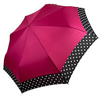 Жіноча парасолька напівавтомат на 8 спиць із малюнком гороху, від SL, рожева, 07009-1