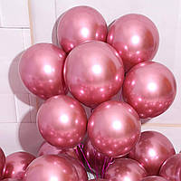 Куля хром рожева 12" (30 см) Pink (Калісан) Kalisan. Надувні повітряні кулі хром 1983