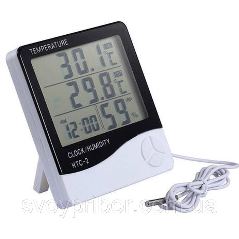 Термогігрометр HTC-2 (0...+50 °C, 10-99 %) з виносним датчиком (термопара: -50...+70 °C), фото 1