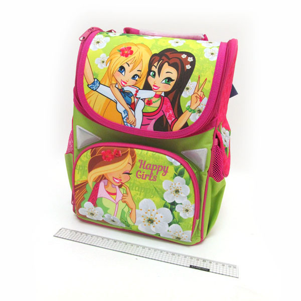 SM-1817 Рюкзак коробка "Happy girls" 34*26*14,5см, 3 отд., ортоп., светоотраж.