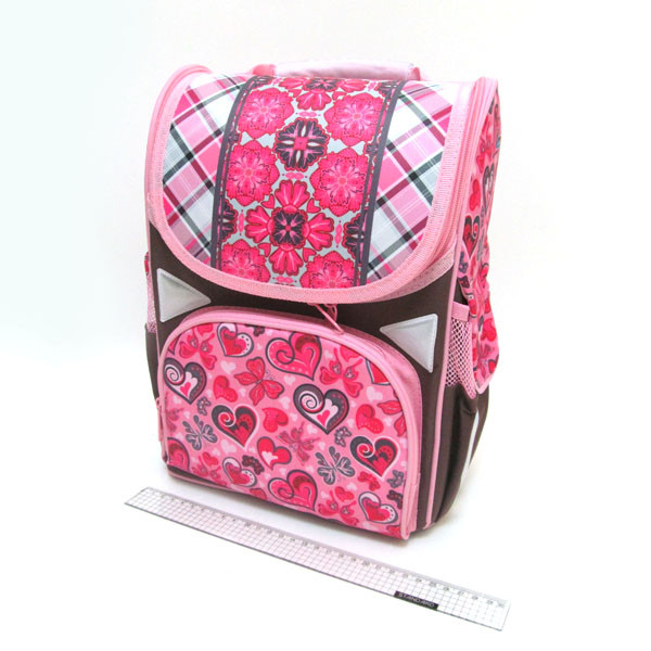 AB-1826 Рюкзак коробка "Цветы" 34*26*14,5см, 3 отд., ортоп., светоотраж.