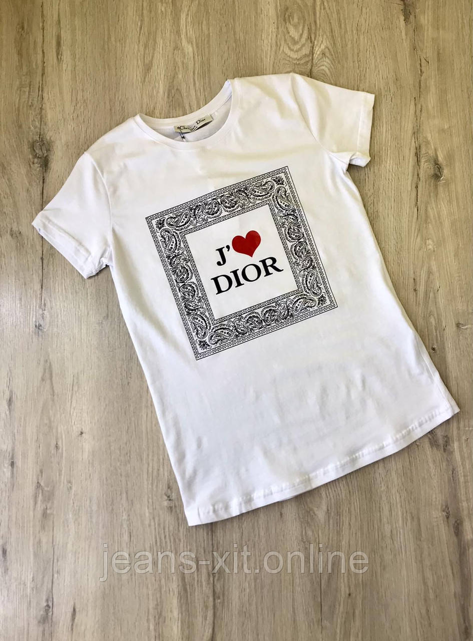 Футболка жіноча L(р) біла 1566-21 Dior Туреччина Літо-D